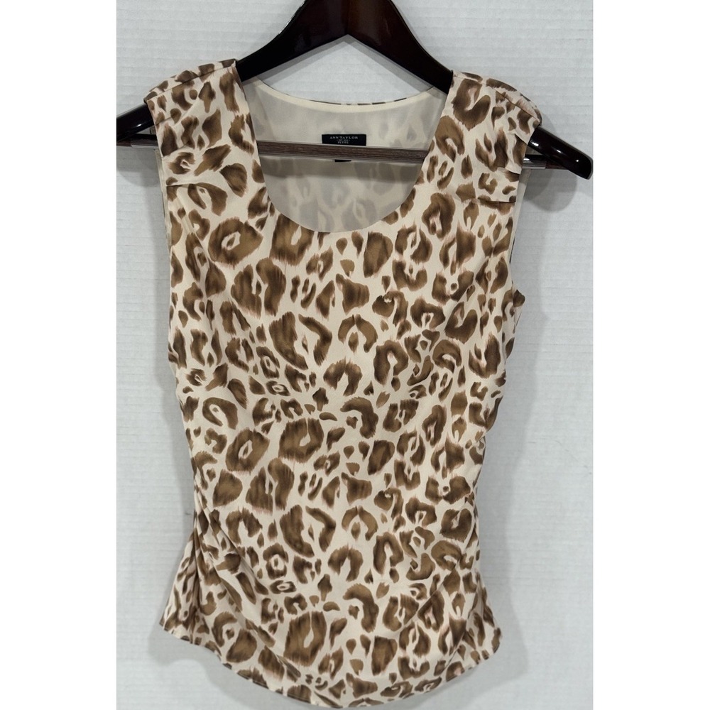 Ann Taylor 100% Silk Leopard Tank Size 2 Petite